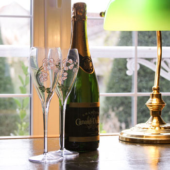 Canard Duchêne Authentic Brut Champagne Bottle & Glasses