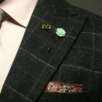Lapel pin and flower together