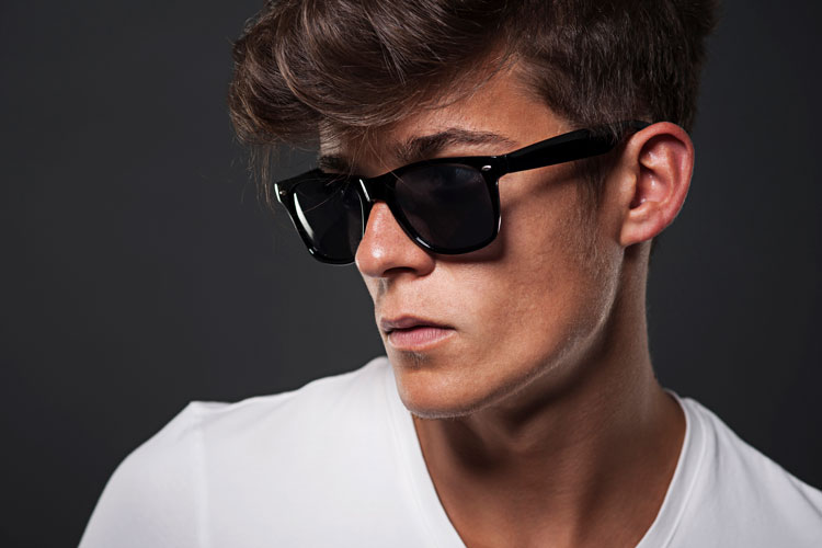Man Wearing Cool Hipster Wayfarer Sunglasses Man Wearing Cool Hipster Wayfarer Sunglasses