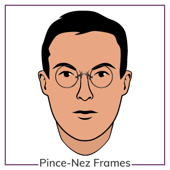 Oval Face Wearing Pince Nez Glasses Frames