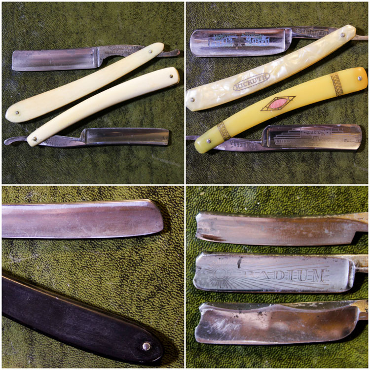 Straight, Spike, Round Dutch & French Point Straight Razors With Spanish & Barber Notches