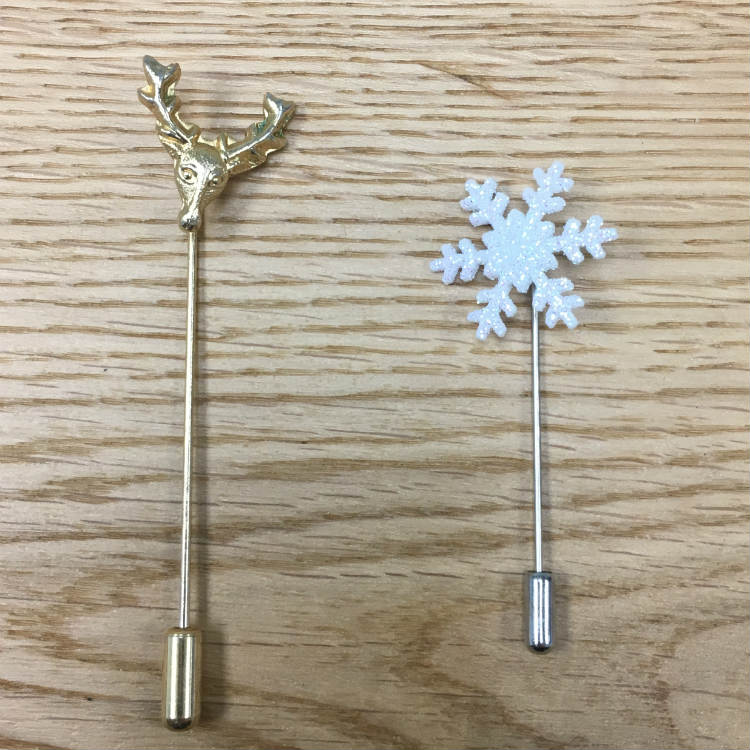 long stem lapel pins side by side