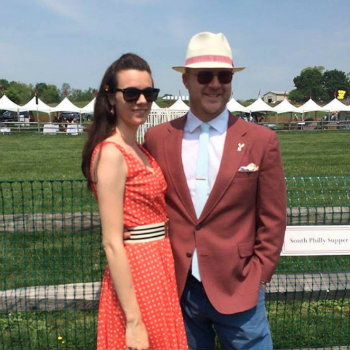 man and woman in casual cocktail attire