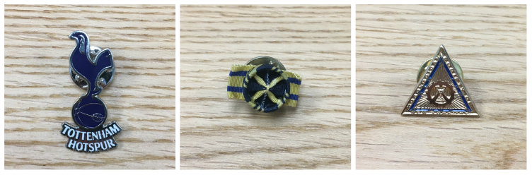 three custom lapel pins