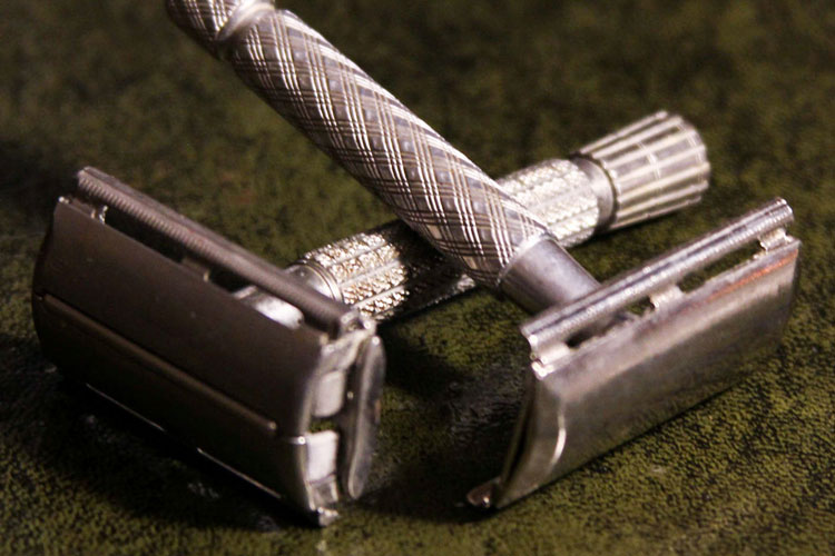 two vintage gillette safety razors