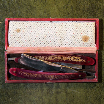 vintage pair of straight razors