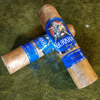 Gurkha Typhoon Gordito Cigars On Leather Desk