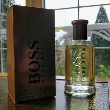 Hugo Boss Bottled & Packaging On Oak Desk