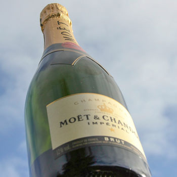 Moet et Chandon Imperial brut bottle sky background