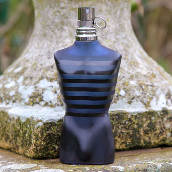 jean paul gaultier ultra male bottle on stone wall