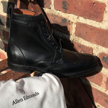 Allen Edmonds Dalton Wingtip Brogue Boots & Bag