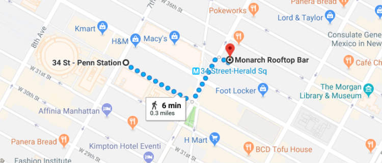 Directions From 34 Street-Penn Station To Monarch NYC
