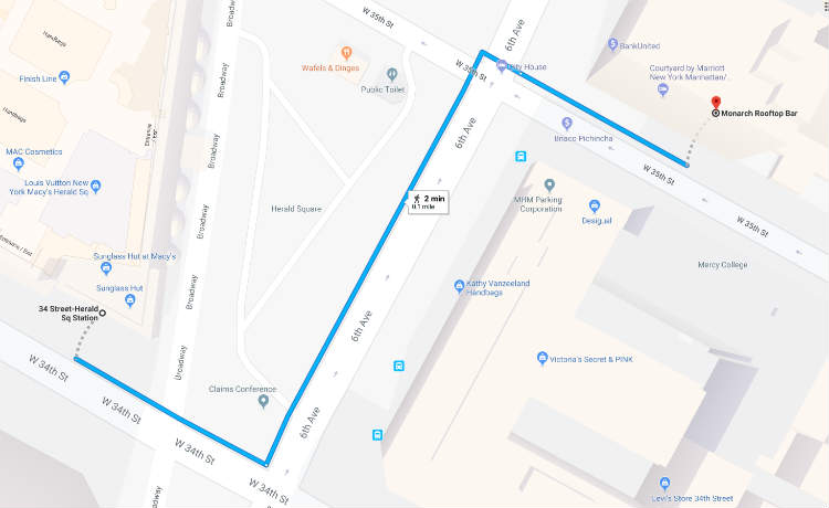 How To Get To Monarch Rooftop Bar Lounge NYC