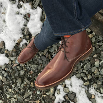 Contrast Stitching On Brown Leather Boots