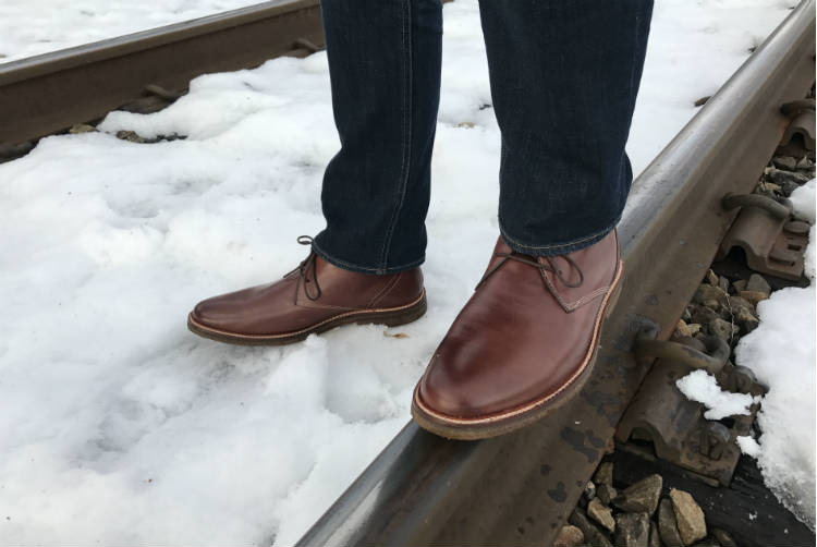 Johnston & Murphy Shoes On Railroad Tracks