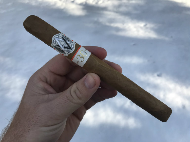 Prelight inspection of Avo 30th Anniversary Cigar