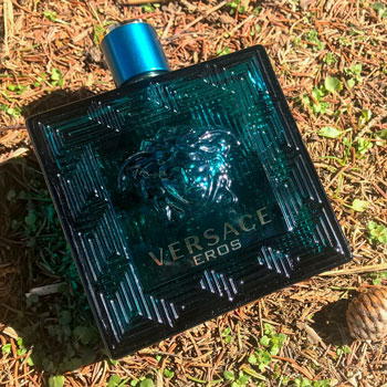 Versace Eros Bottle On Grass & Earth