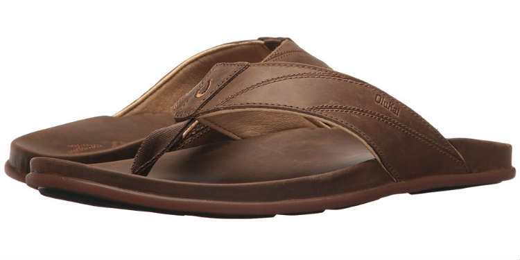 Brown Leather Olukai Men's Flip Flops