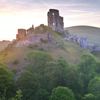 Castle Ruins Over Horizon