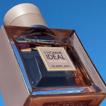 Guerlain L'Homme Ideal Eau de Parfum Bottle Sky Background