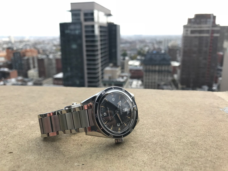 Omega Seamaster 300 1957 Watch Cityscape Background