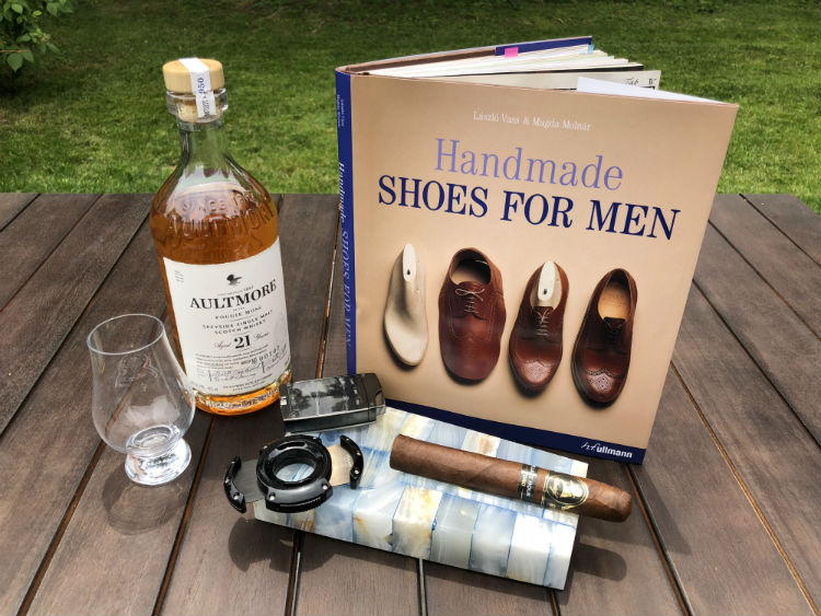Handmade Shoes For Men book with whisky and cigars