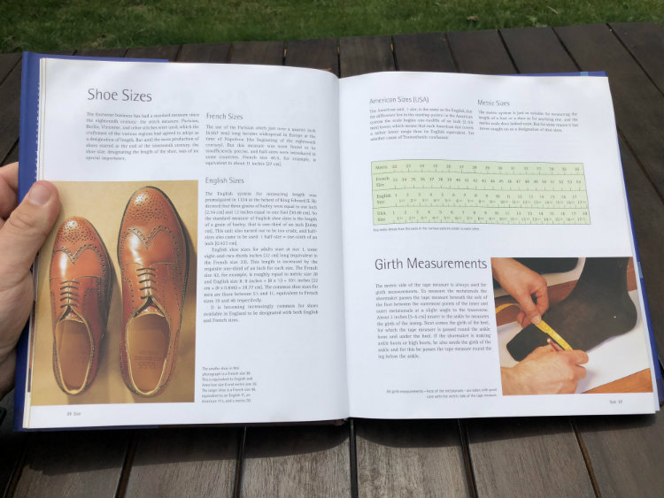 Shoe size chart in Handmade Shoes For Men book