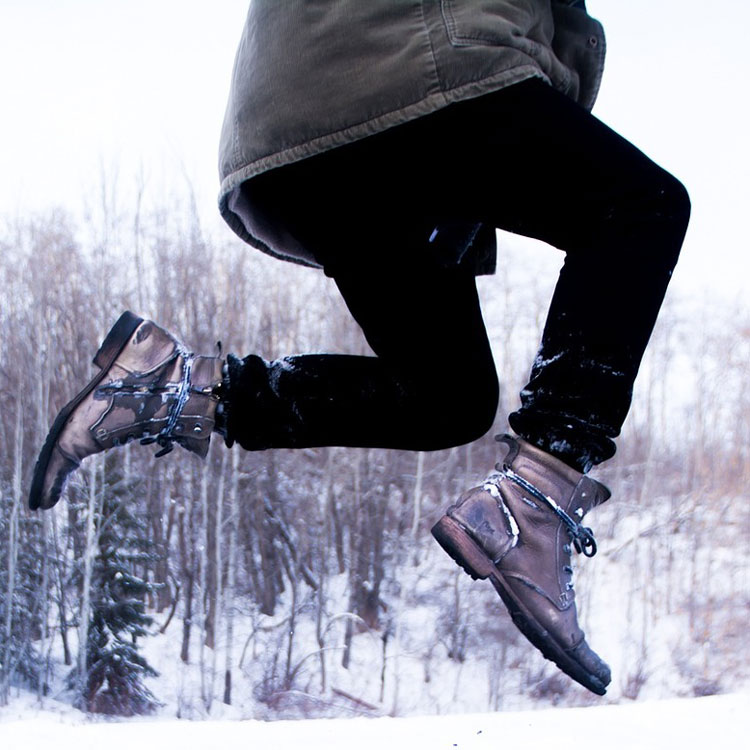 Man jumping in snow