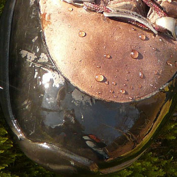 boot with light coating of water