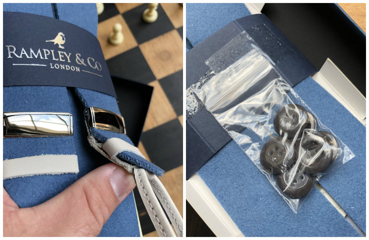 Blue Box Cloth and Braces Buttons