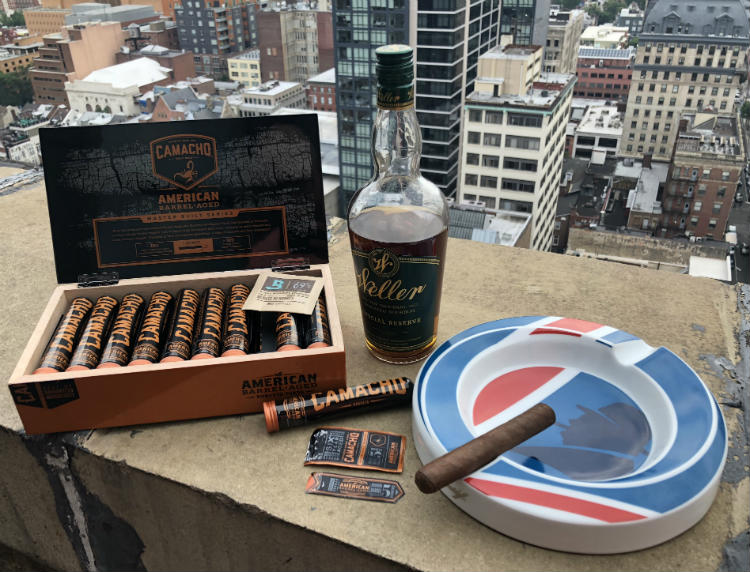 Camacho American Barrel Aged Cigars and Bourbon Bottle