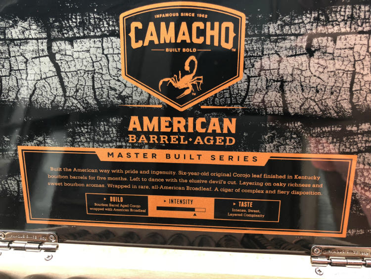 Inside lid of American Barrel Aged Cigar Box