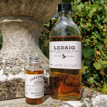 Ledaig 18 Year Old Oloroso Whisky & Miniature Tobermory Bottle