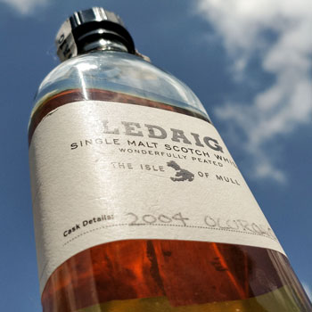 Ledaig 18 Year Old Oloroso Whisky Sky Background