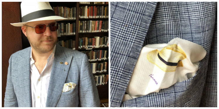Paul Anthony Showing Panama Hat Design On Pocket Square