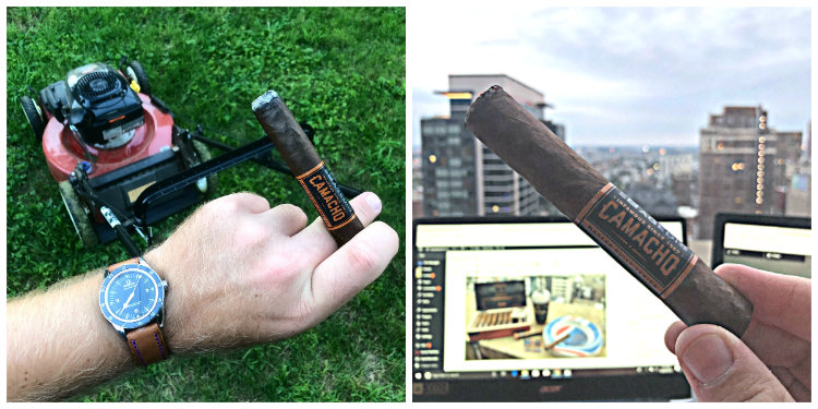 Paul Anthony enjoying Camacho ABA cigar in the garden