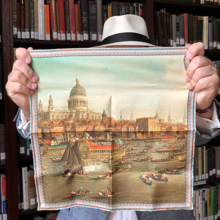 RIVER THAMES WITH ST. PAUL'S CATHEDRAL Pocket Square