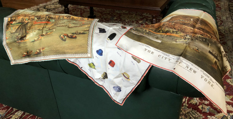 Three silk pocket squares