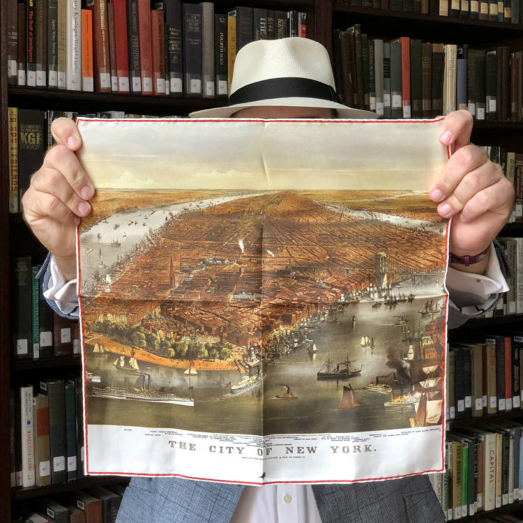 Vintage New York City Map Silk Pocket Square