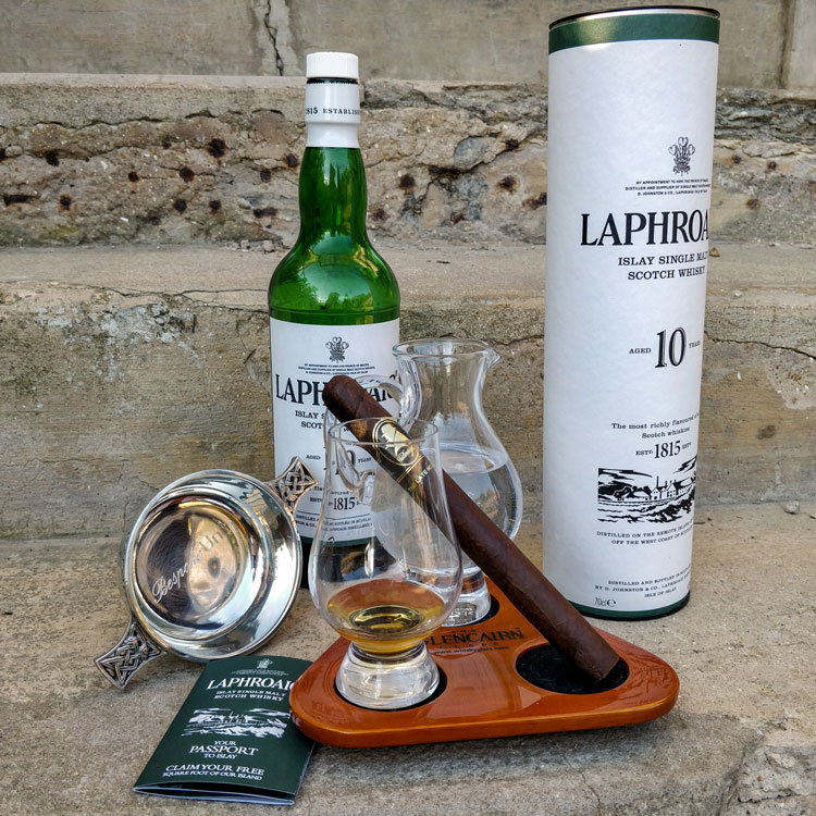 Laphroaig 10 Year Old Single Malt & Churchill Cigar