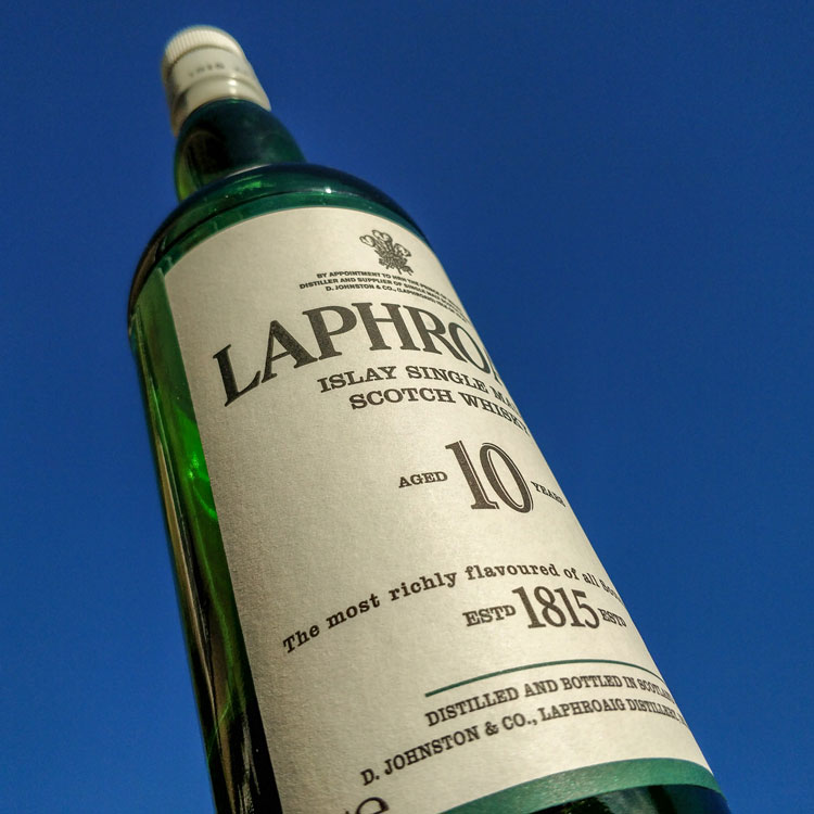 Laphroaig 10 Year Old Single Malt Sky Background
