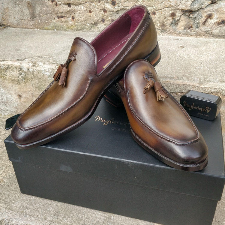 Maglieriapelle handmade Pamukkale Cunda Green Tassel Loafers