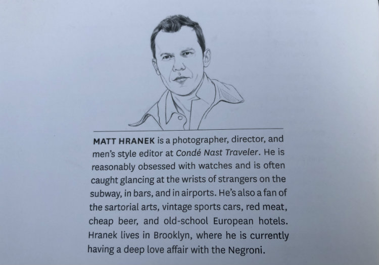 Matt Hranek author bio in A Man And His Watch Book