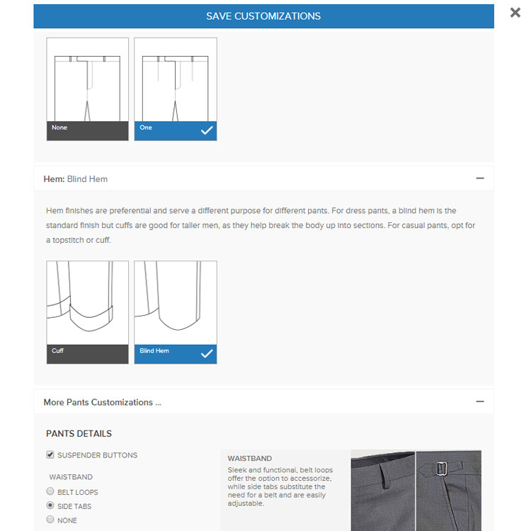 Indochino Trouser Customisation