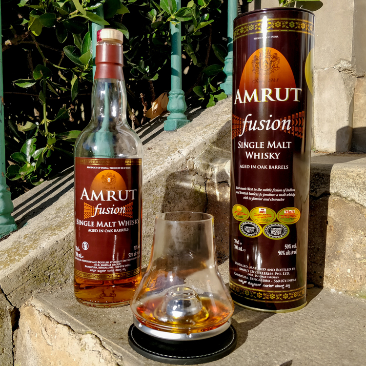 Amrut Fusion Single Malt Indian Whisky & Glass