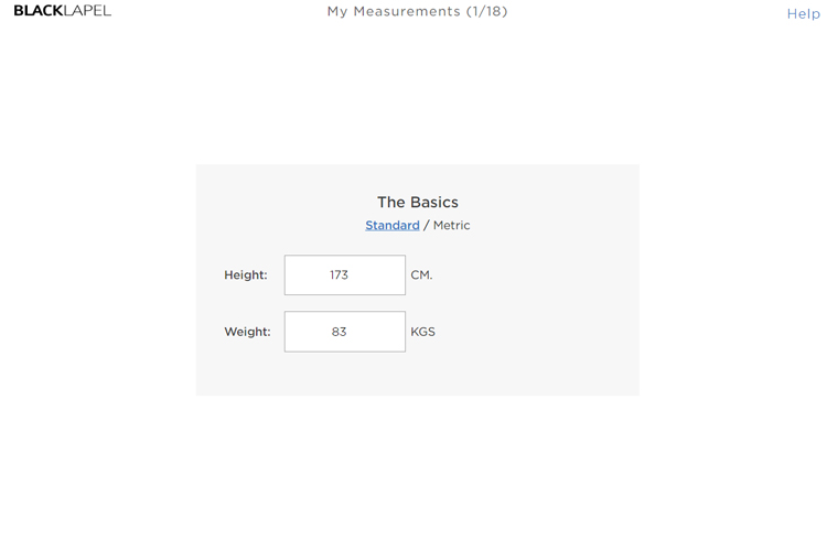 Black Lapel Basic Measurements