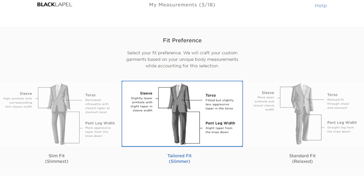 Black Lapel Fit Preference Selection