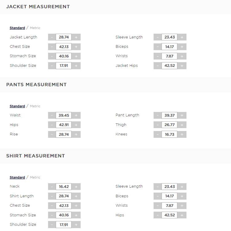 Black Lapel Measurement Profile