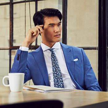 Black Lapel Spanish Blue Fresco Glen Plaid Suit