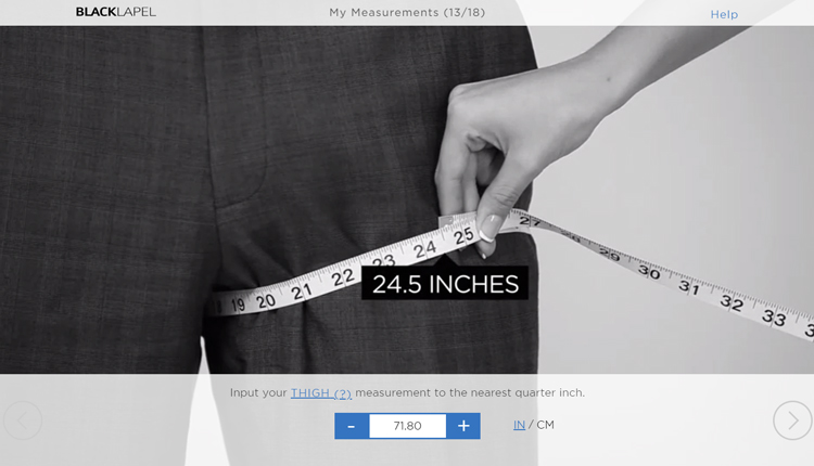 Black Lapel Thigh Measurement Process